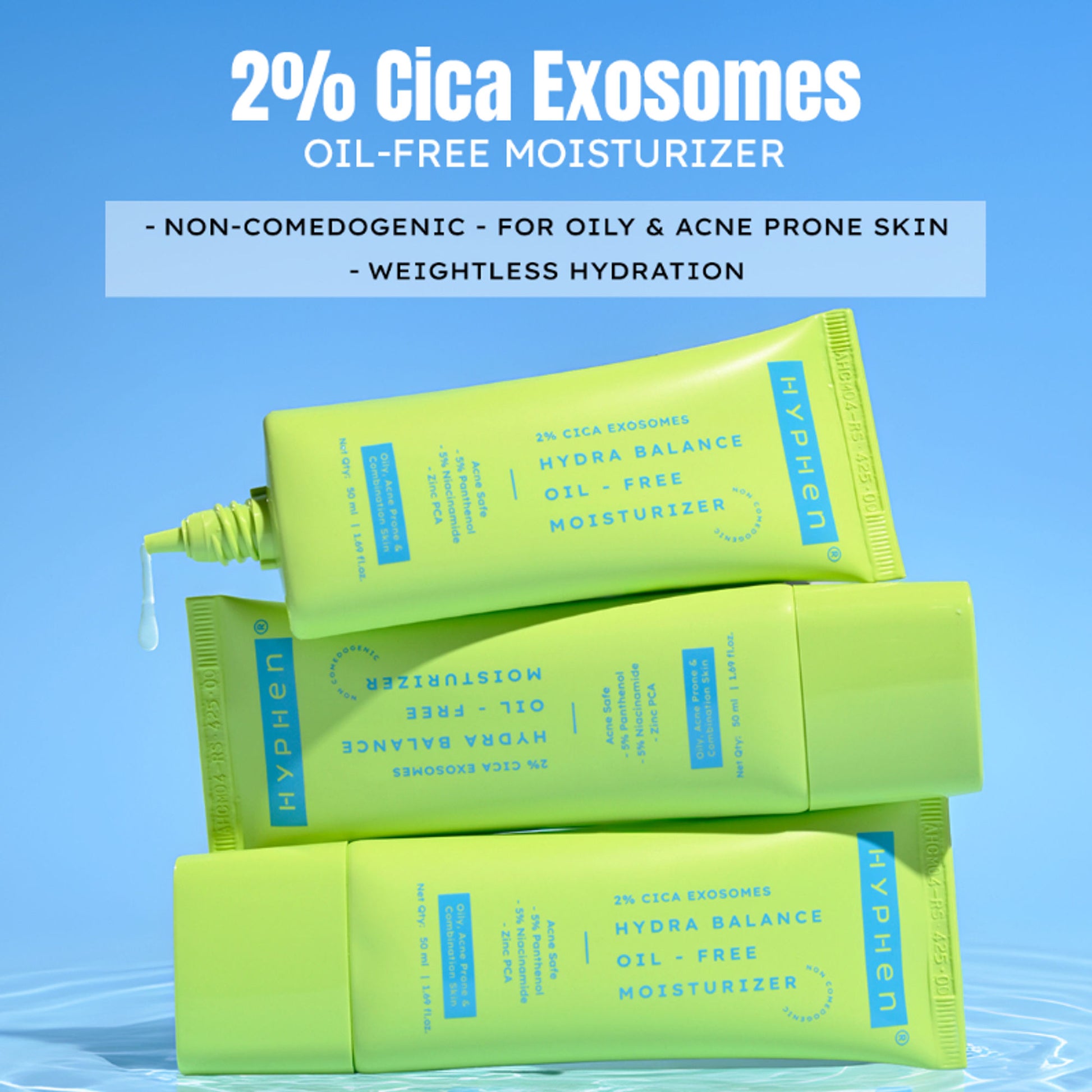 Hyphen 2% Cica Exosome Oil-Free Moisturizer 5% Niacinamide Controls Oil Non-sticky, Light Gel