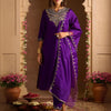 Dhiyona IE Ethnic Motifs Embroidered Sequinned Straight Kurta With Trousers & Dupatta