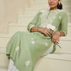 Indyancart IE Floral Embroidered Notch Neck Kurta