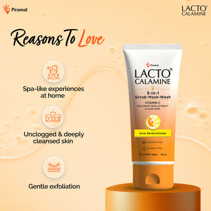 Lacto Calamine 3 - In - 1 Vitamin C Face Scrub - Mask - Wash