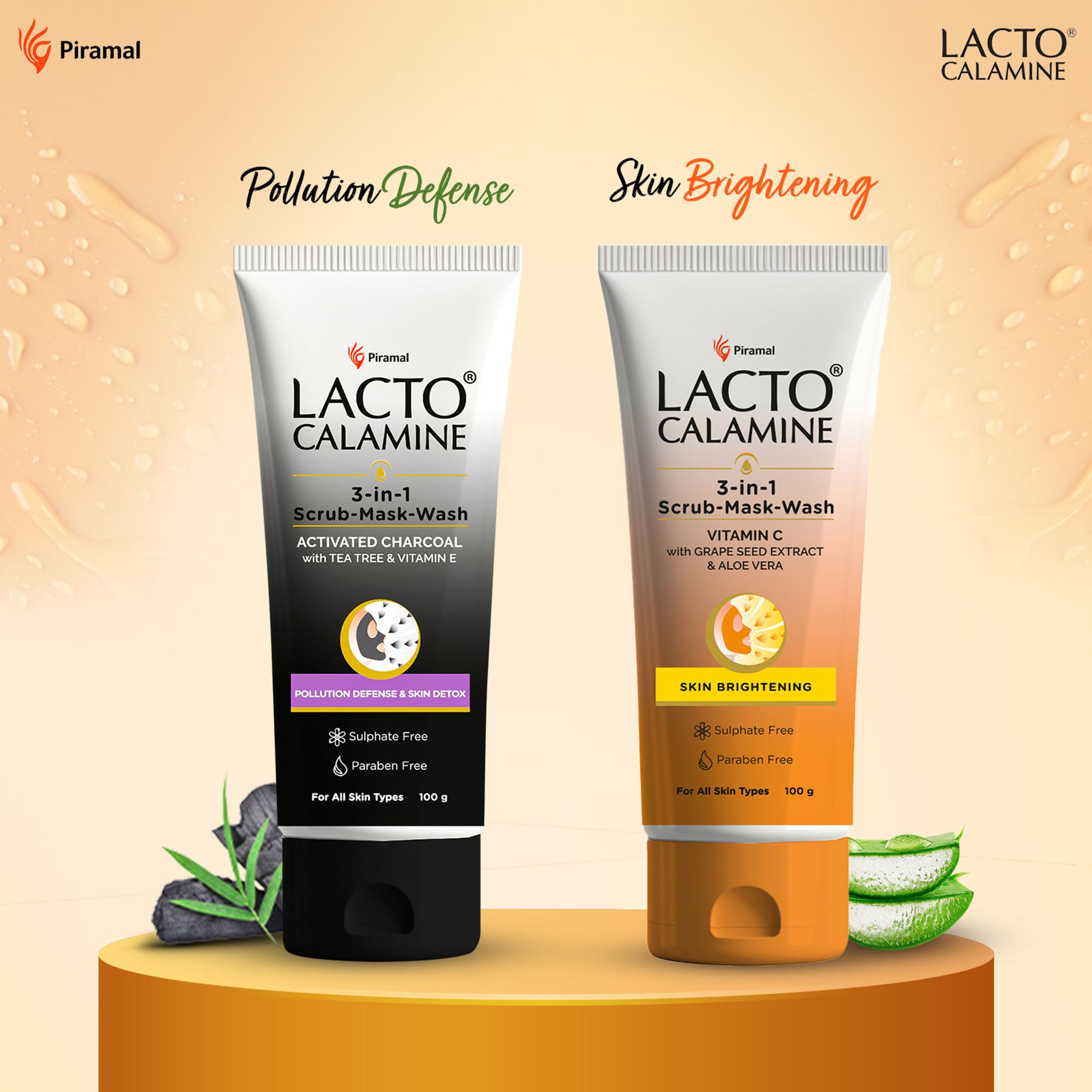 Lacto Calamine 3 - In - 1 Vitamin C Face Scrub - Mask - Wash