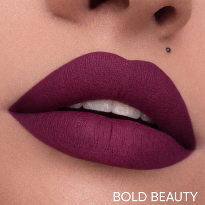 Parul Garg Beauty Crayon Lipstick in bold, comfort matte finish on Indian skin tone, featuring a sleek lipstick crayon design.