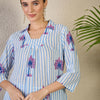 Dhiyona IE Women's Women Striped Printed Pure Cotton A-Line Kurta with Trousers