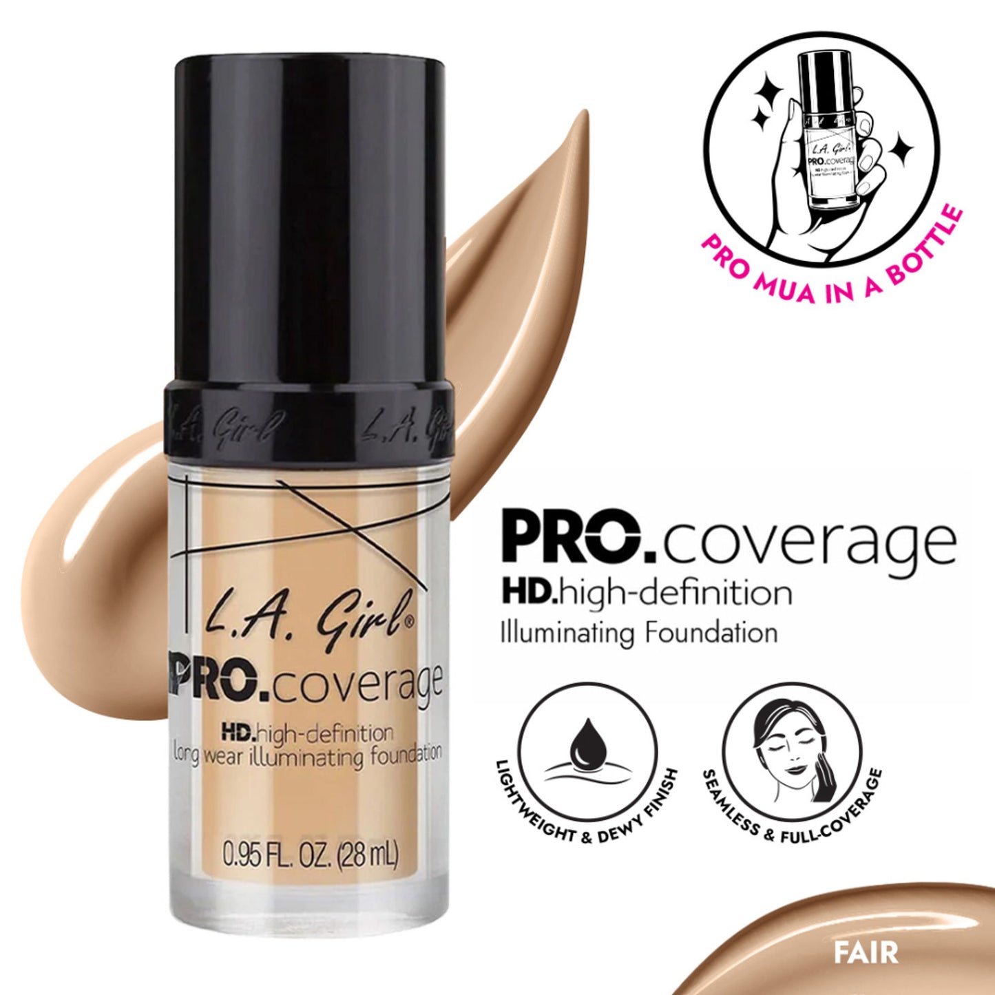 L.A Girl Pro Coverage Illuminating Liquid Foundation - Fair