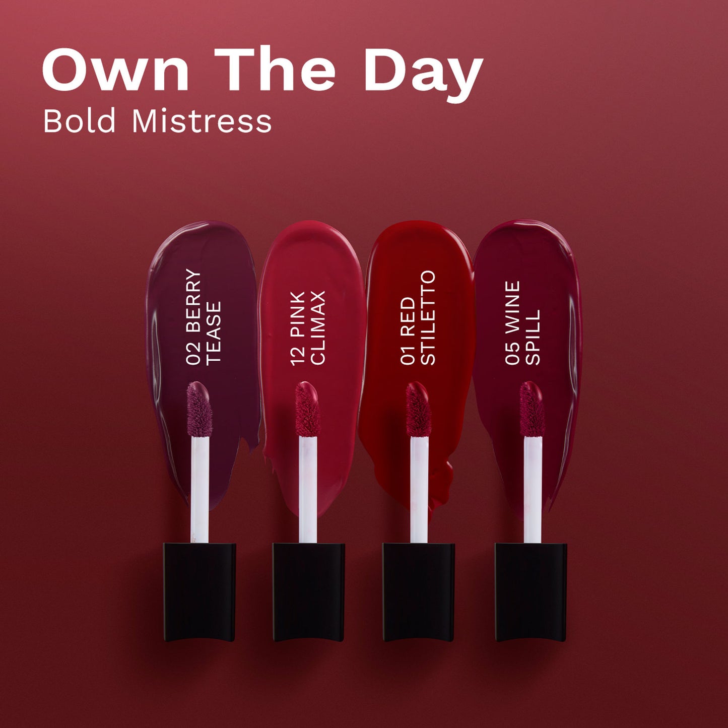 Pilgrim Matte Mini Liquid Lipstick 4 In 1 Pack Smudgeproof, Hydrating & Lightweight - Bold Mistress