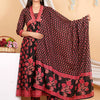 Indyancart VA Women'sFloral Printed Empire Mirror Work Pure Cotton Kurta with Trousers & With Dupatta