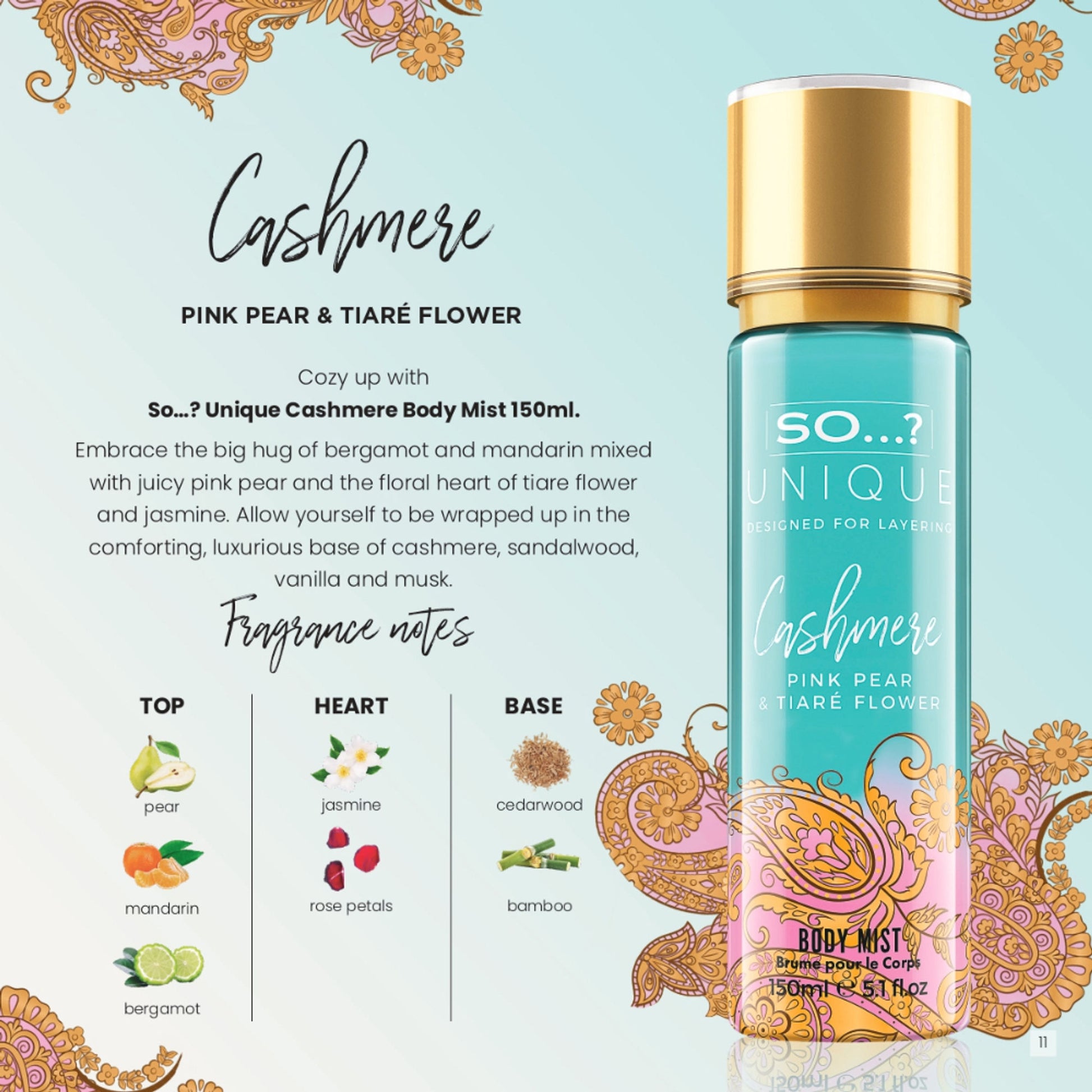 SO... Fragrance Unique Cashmere Body Mist - for Women