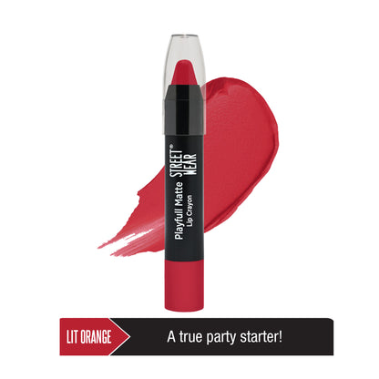 Street Wear Playfull Matte Lip Crayon - Lit Orange
