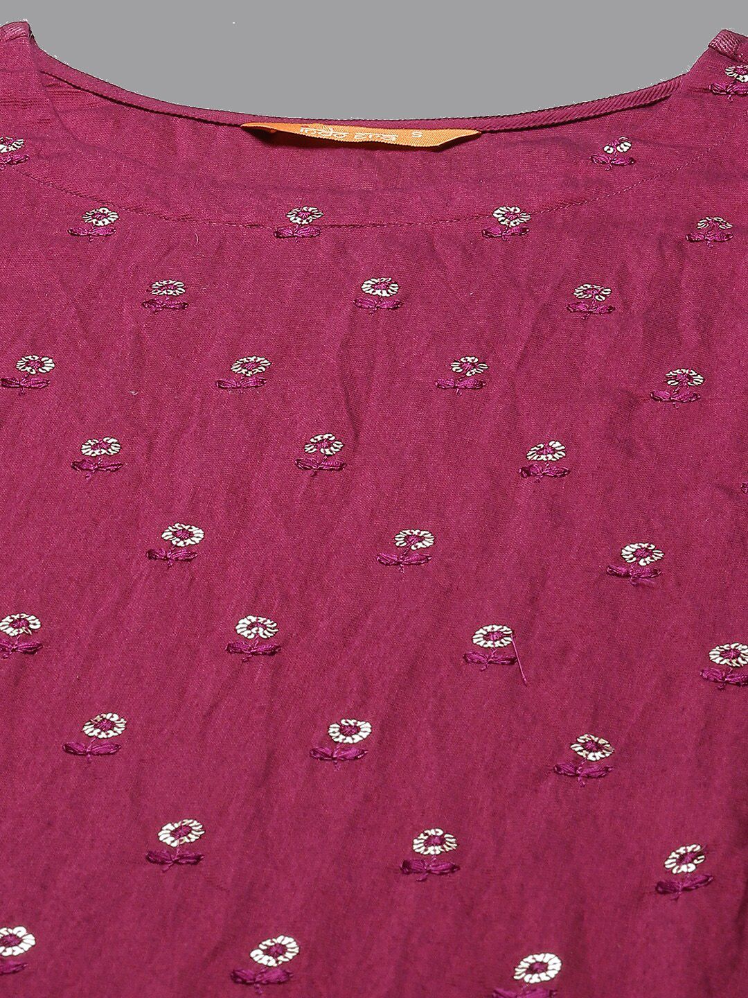 Dhiyona IE Floral Embroidered Sequinned Pure Cotton Kurta with Trousers & Dupatta