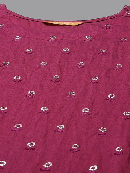 Dhiyona IE Floral Embroidered Sequinned Pure Cotton Kurta with Trousers & Dupatta