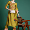 Indyancart IE Floral Yoke Design Thread Work Liva Kurta With Trousers