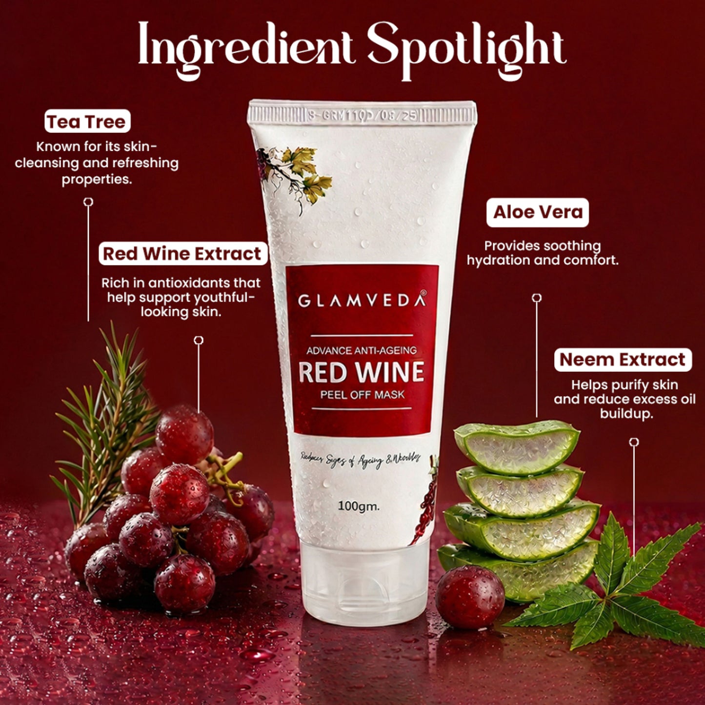 Glamveda Red Wine Advance Anti-ageing Peel Off Mask