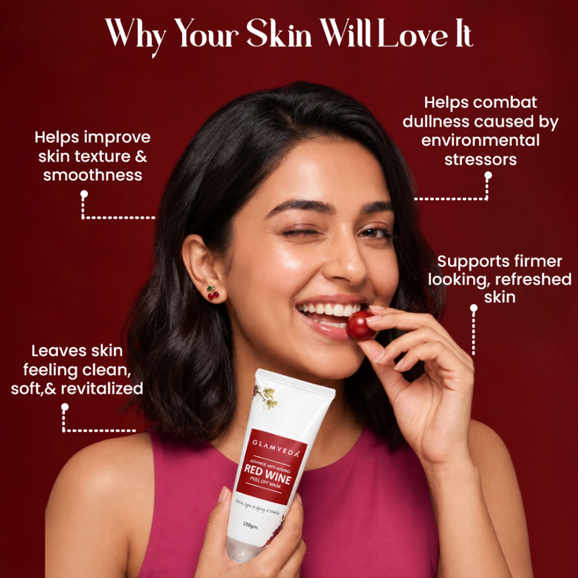 Glamveda Red Wine Advance Anti-ageing Peel Off Mask