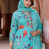 Indyancart IE Women Floral Printed Beads and Stones Pure Cotton Kurta with Trousers & Dupatta