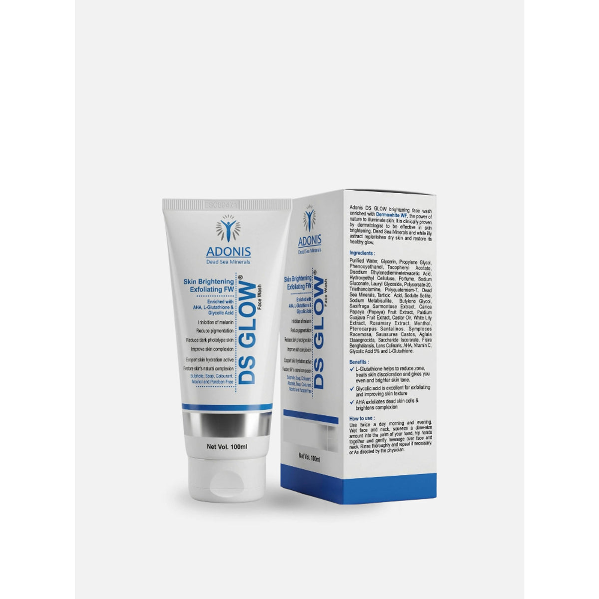 Adonis Unisex Ds Glow Face Wash Cleanser With Glutathione & Glycolic Acid For Brightening & Radiance