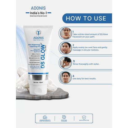 Adonis Unisex Ds Glow Face Wash Cleanser With Glutathione & Glycolic Acid For Brightening & Radiance