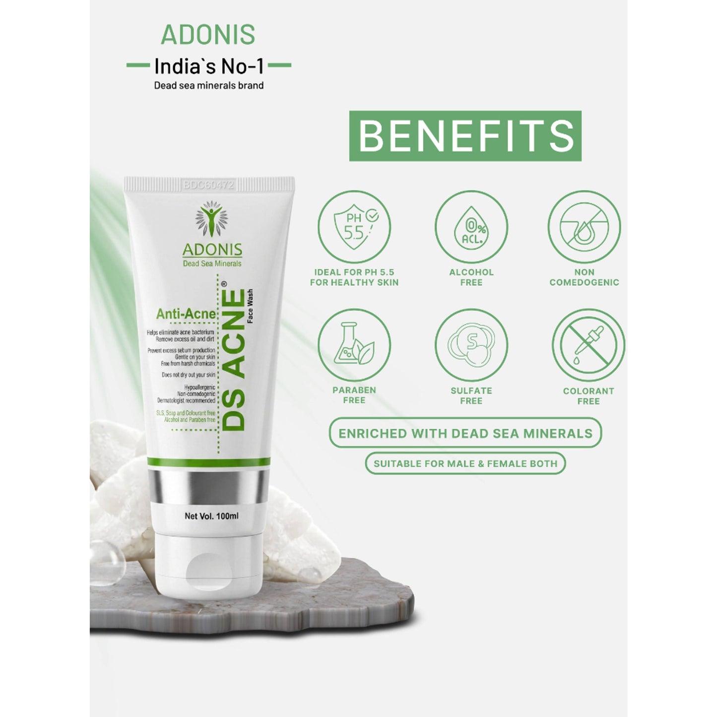 Adonis Unisex Ds Anti Acne Face Wash Cleanser With Salicylic Acid & Minerals For Oil Control & Acne