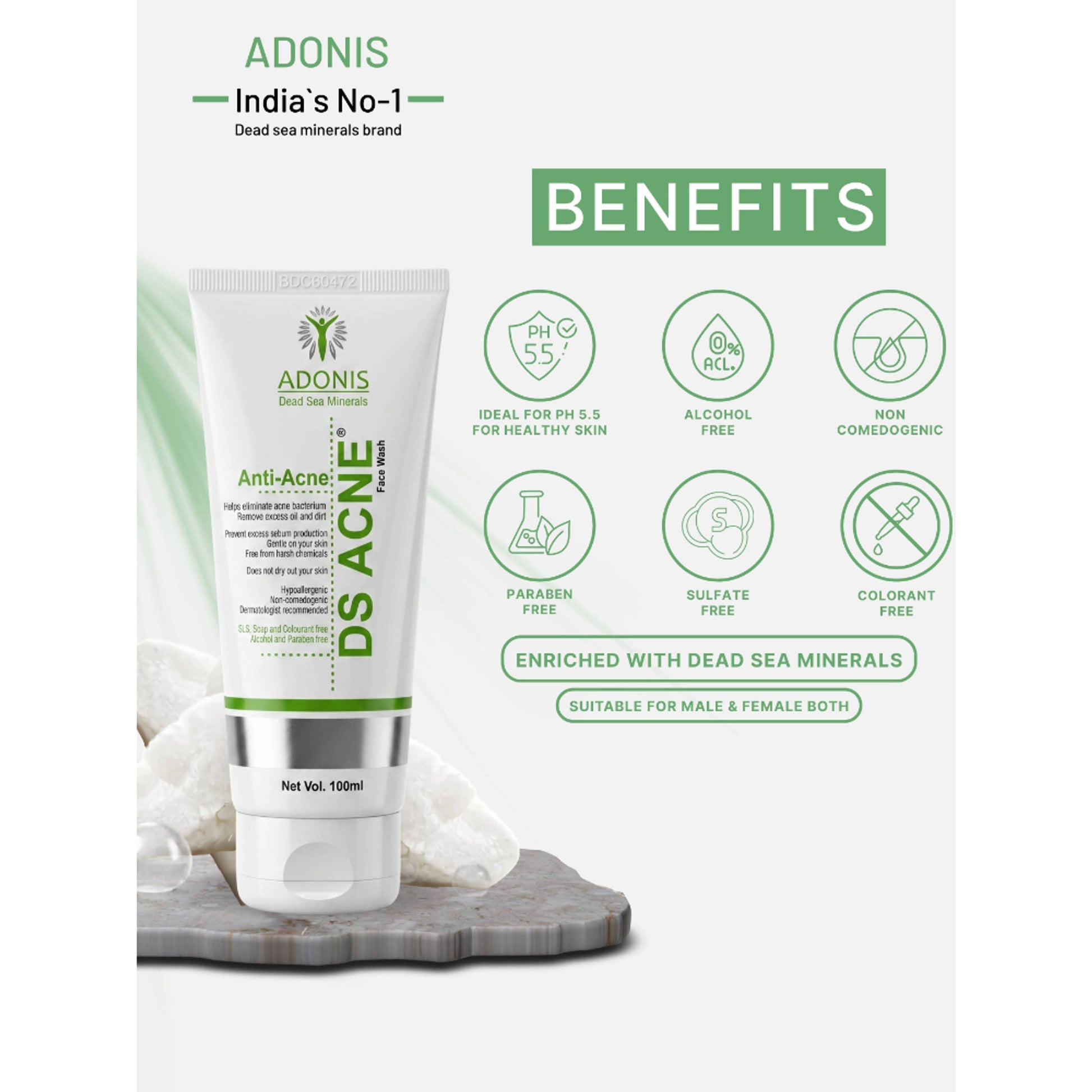 Adonis Unisex Ds Anti Acne Face Wash Cleanser With Salicylic Acid & Minerals For Oil Control & Acne