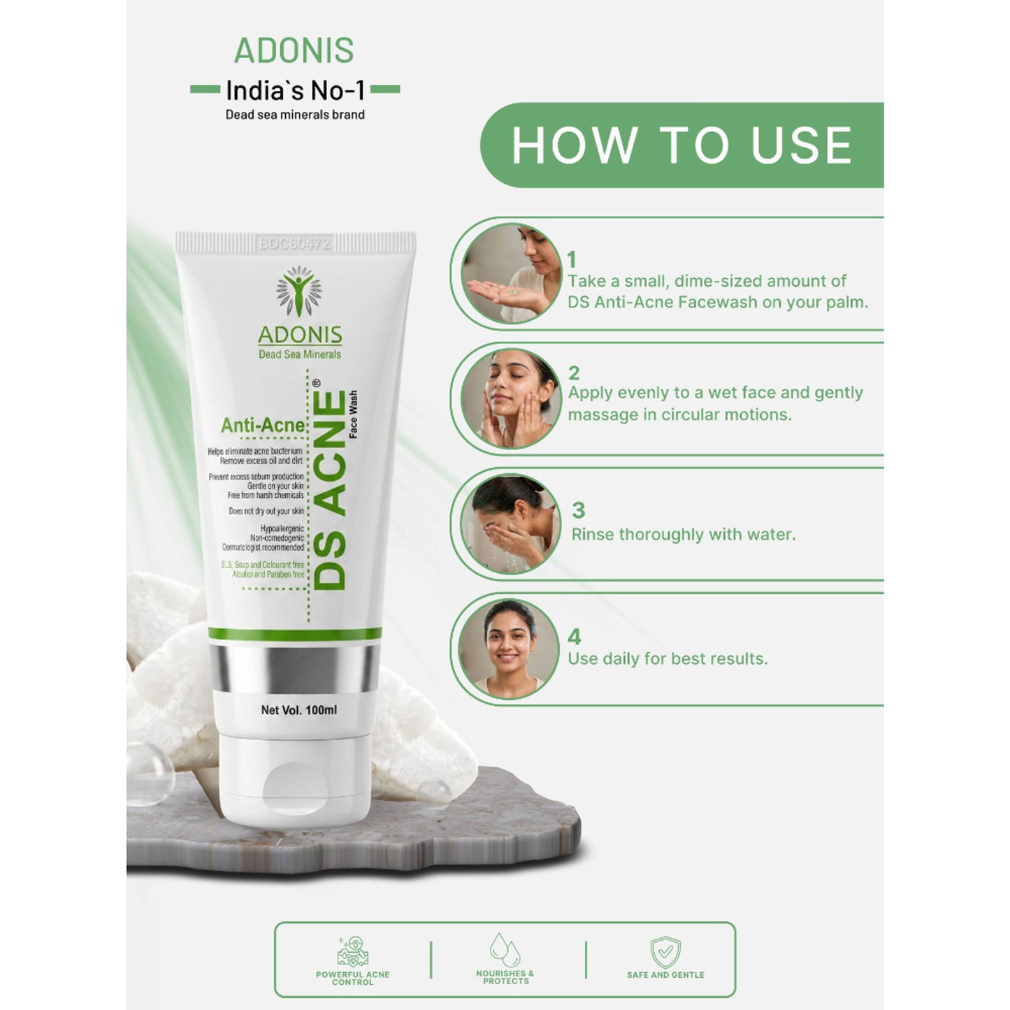 Adonis Unisex Ds Anti Acne Face Wash Cleanser With Salicylic Acid & Minerals For Oil Control & Acne