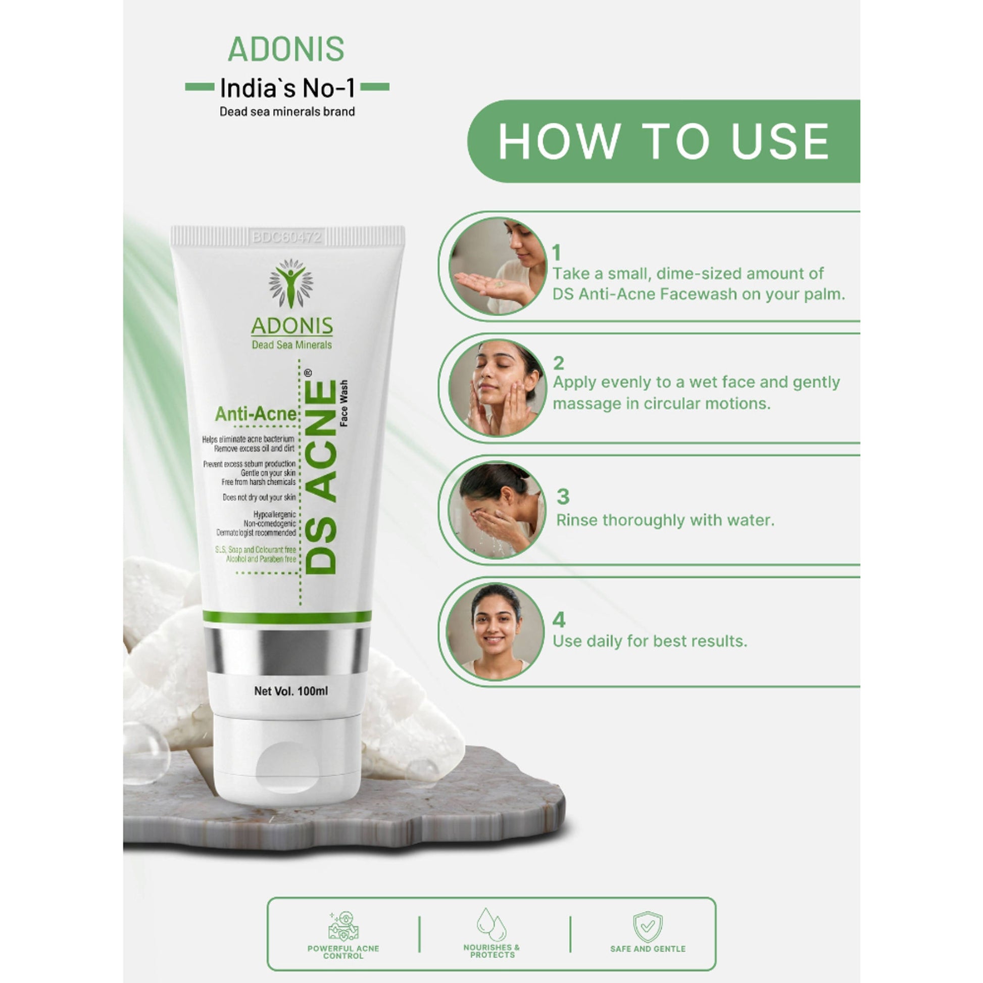 Adonis Unisex Ds Anti Acne Face Wash Cleanser With Salicylic Acid & Minerals For Oil Control & Acne