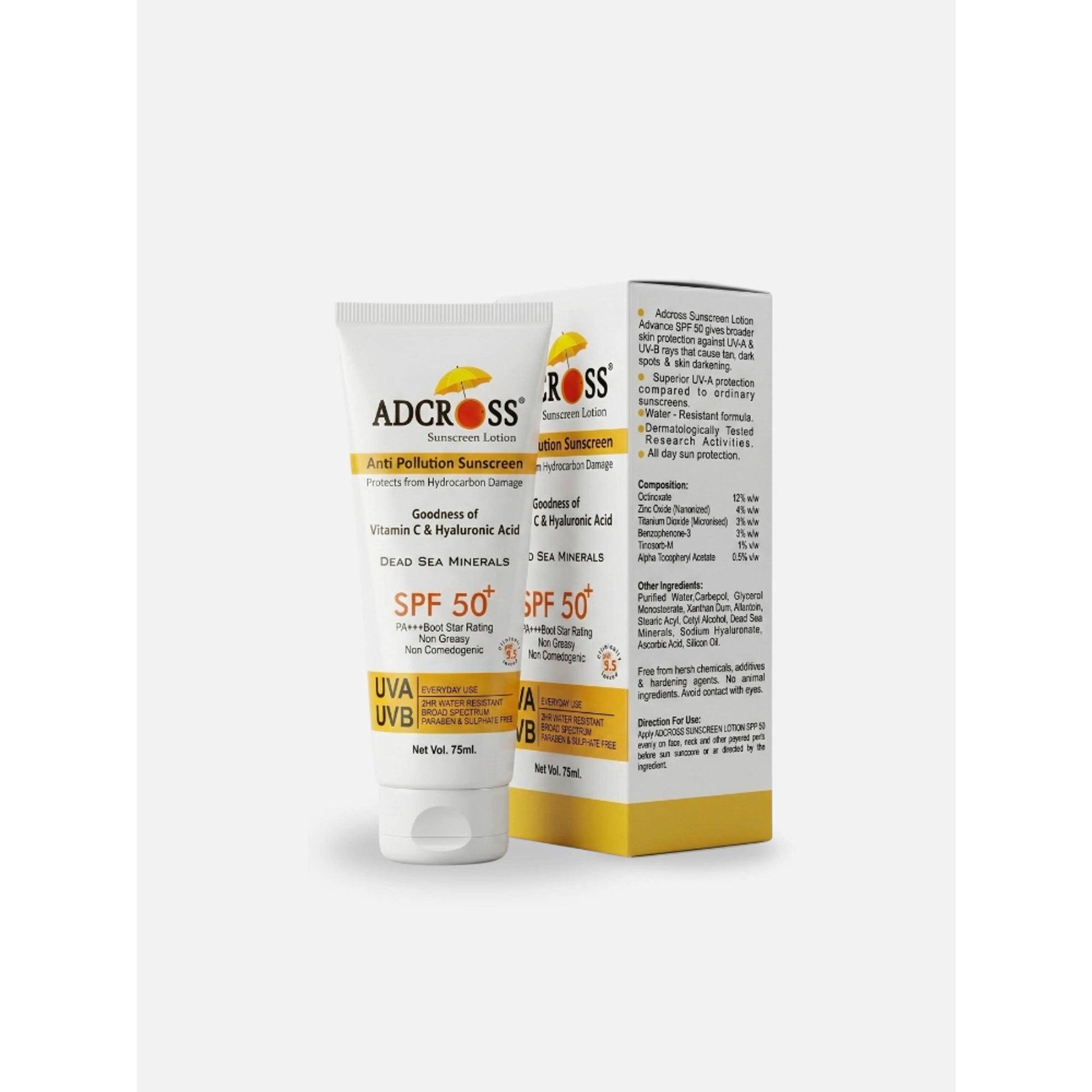 Adonis Unisex Adcross Sunscreen Lotion Spf 50 With Vitamin C&E For Uv Protection & Skin Nourishment