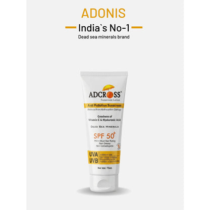 Adonis Unisex Adcross Sunscreen Lotion Spf 50 With Vitamin C&E For Uv Protection & Skin Nourishment