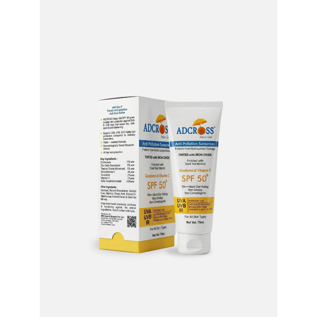 Adonis Unisex Adcross Aqua Gel Sunscreen With SPF 50+ & Iron Oxide For UV Protection, Anti Pollution