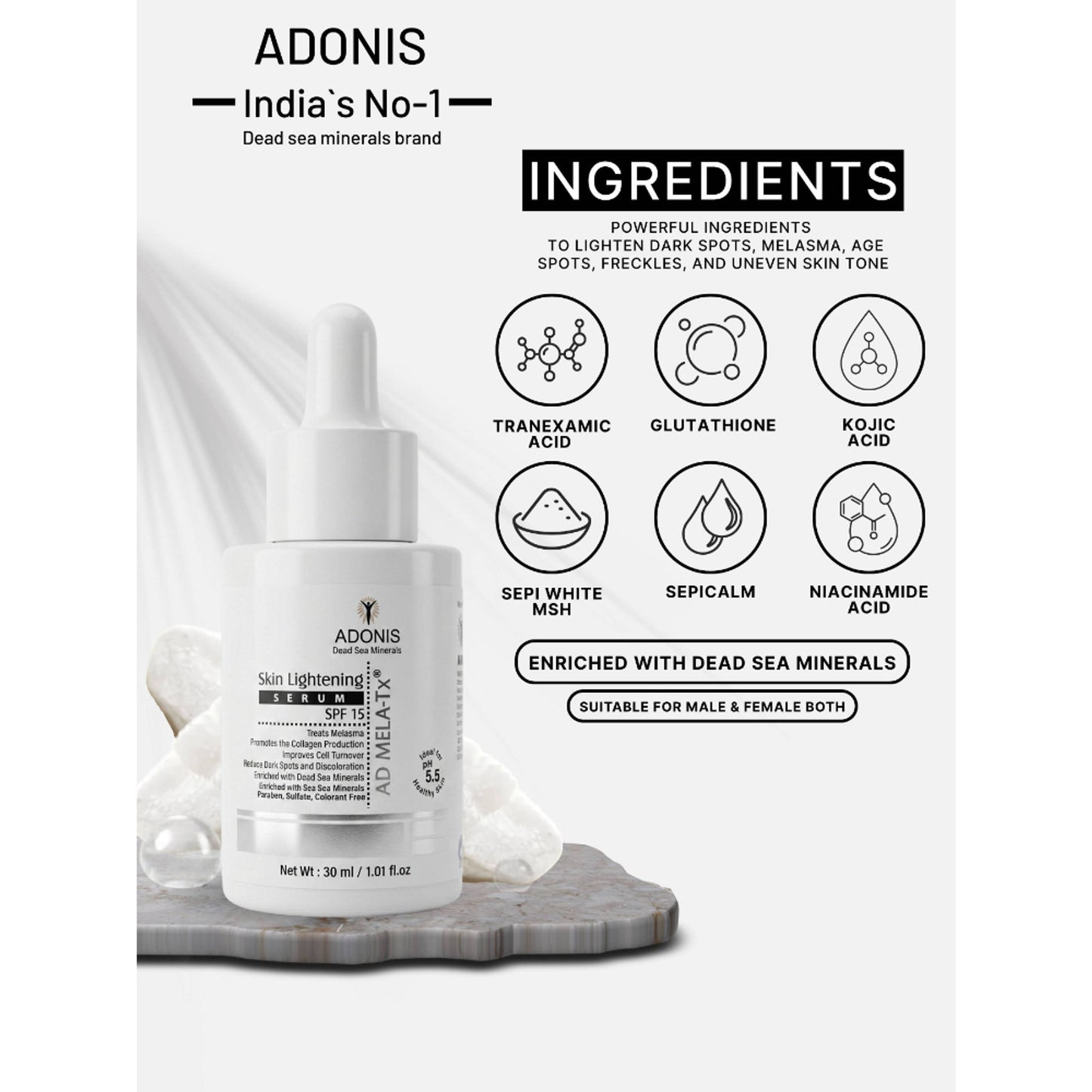 Adonis Unisex Ad Mela Tx Face Serum With Tranexamic Acid & Kojic Acid For Dark Spots & Even Tone