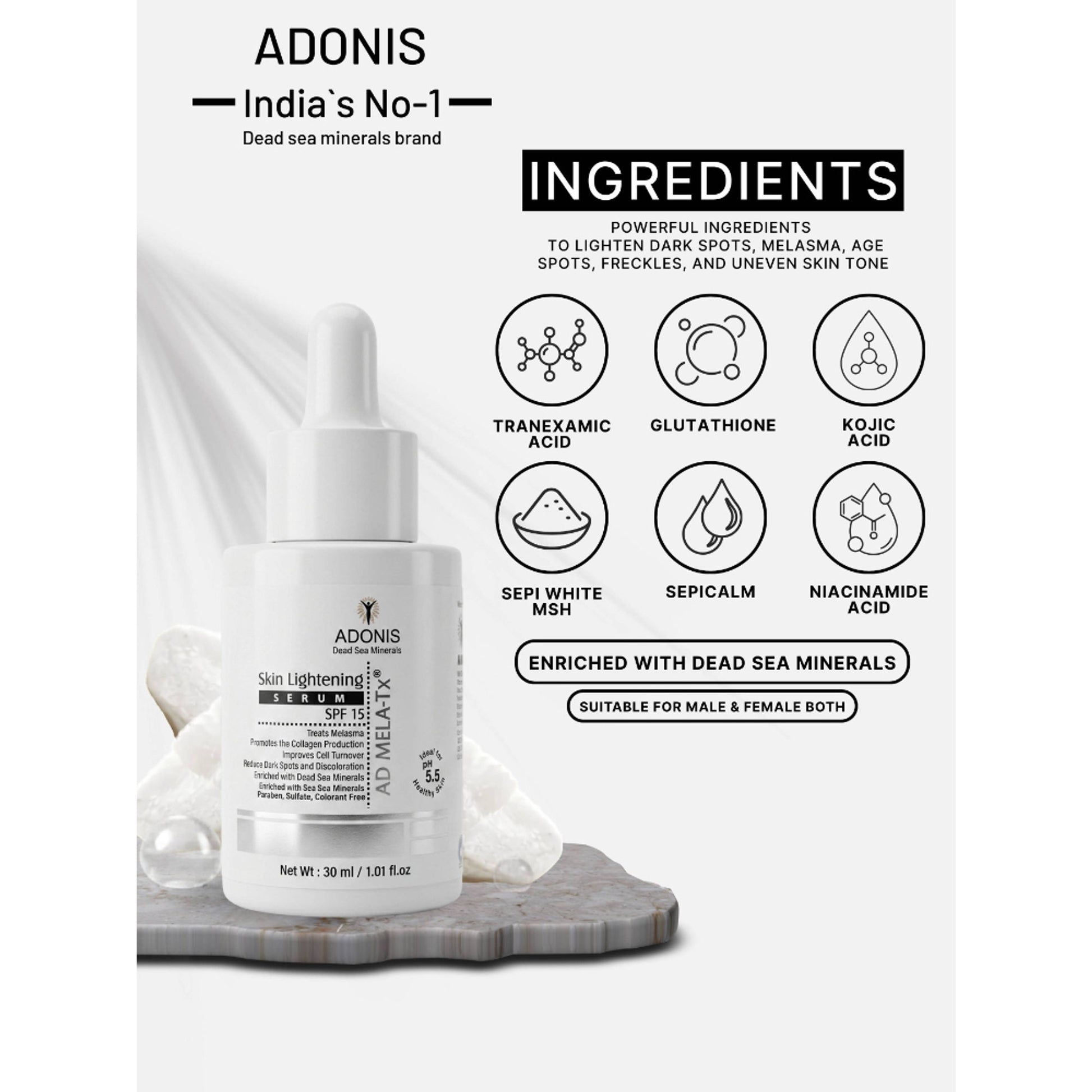 Adonis Unisex Ad Mela Tx Face Serum With Tranexamic Acid & Kojic Acid For Dark Spots & Even Tone