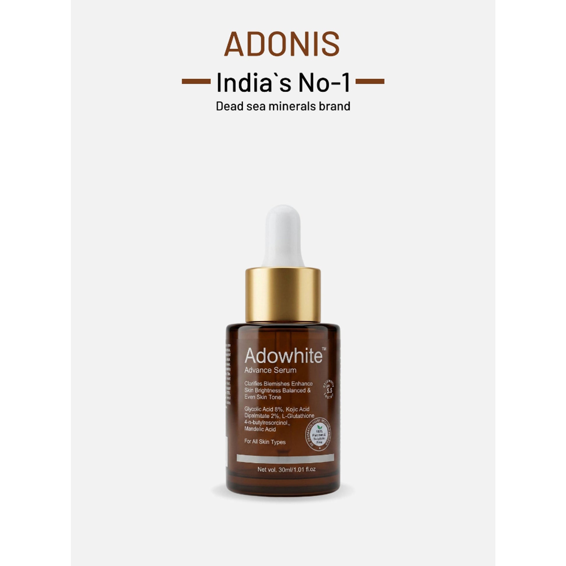 Adonis Unisex Adowhite Advance Face Serum With Kojic Acid & Glutathione For Pigmentation-Brightening