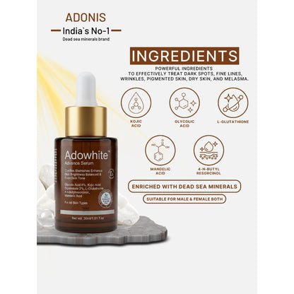 Adonis Unisex Adowhite Advance Face Serum With Kojic Acid & Glutathione For Pigmentation-Brightening
