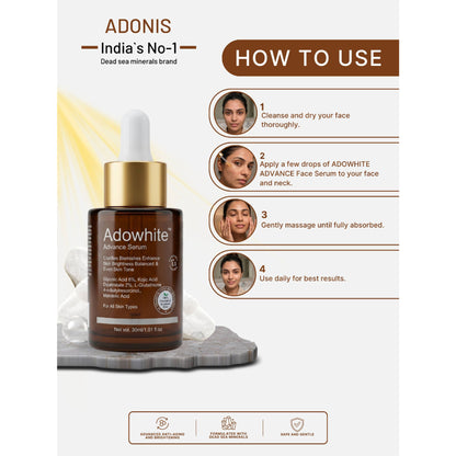 Adonis Unisex Adowhite Advance Face Serum With Kojic Acid & Glutathione For Pigmentation-Brightening