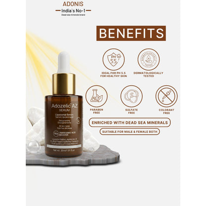 Adonis Unisex Adozelic AZ Face Serum with Azelaic Acid & Niacinamide for Pigmentation & Even Tone
