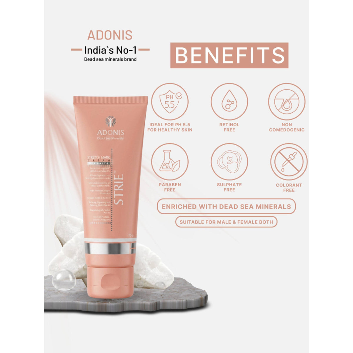 Adonis Stretch Marks Cream with Shea Butter & Vitamin E for Hydrated Smooth Skin
