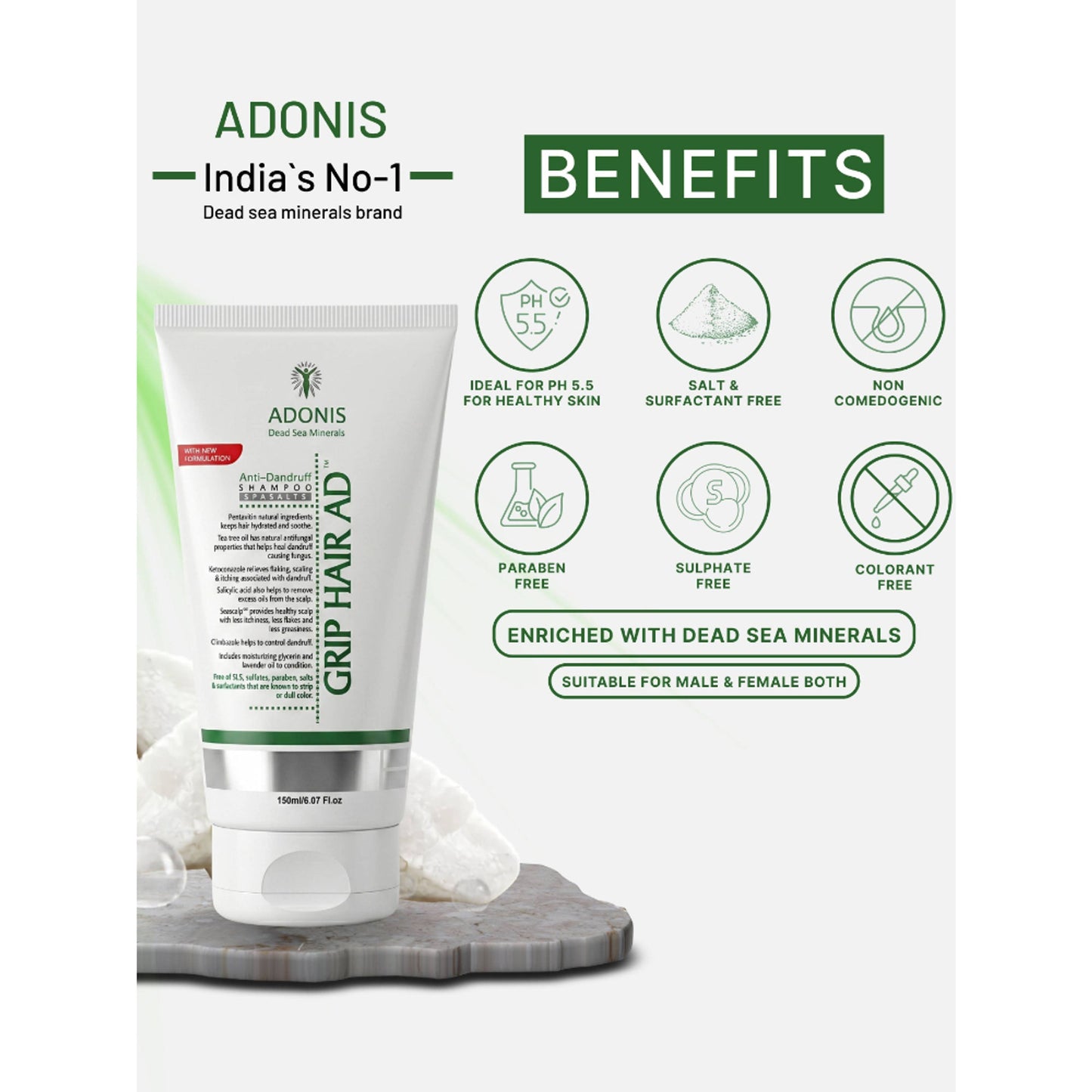 Adonis Grip AD Shampoo With Ketoconazole & Seascalp For Healthy Scalp