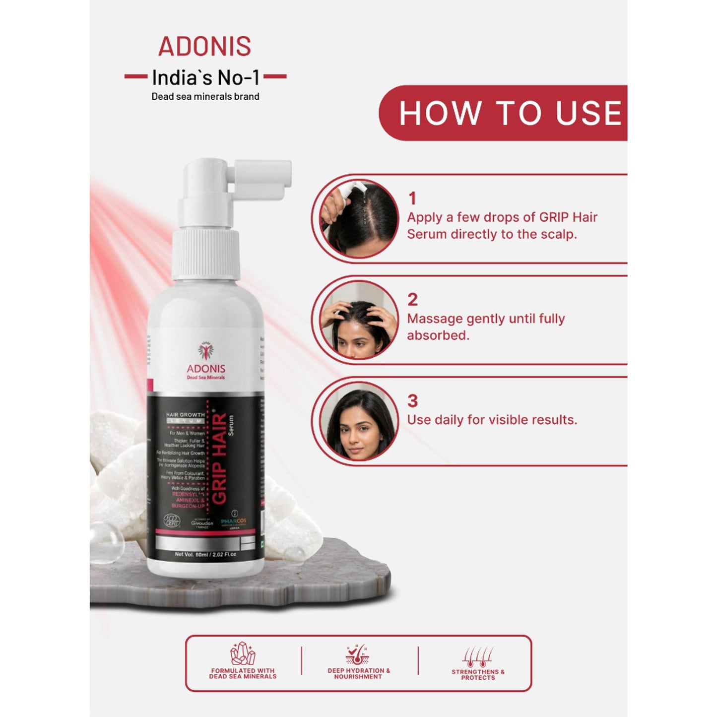Adonis Grip Hair Serum With Biotin & Keratin For Healthy Strong Hair
