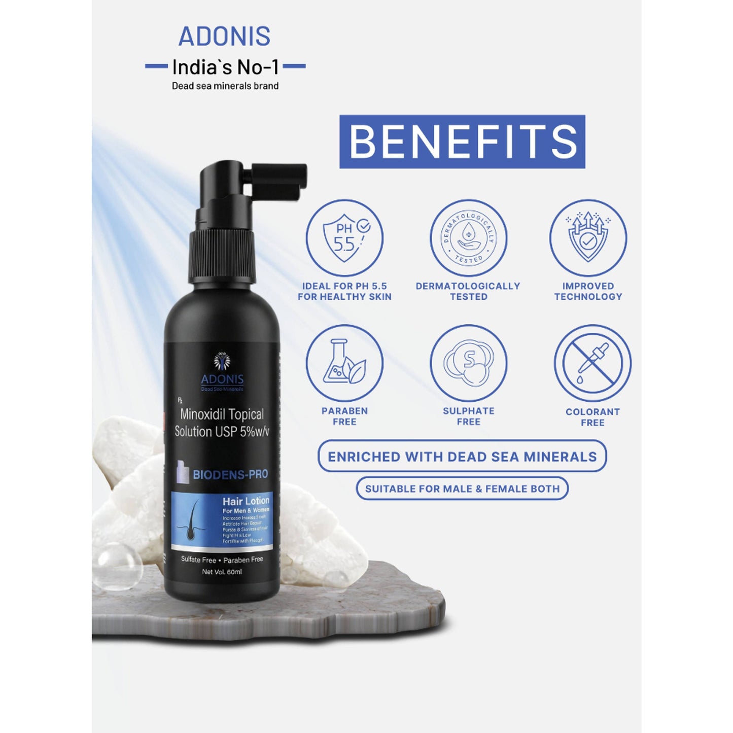 Adonis Biodens Pro Lotion With Minoxidil & Procapil For Hair Growth Control