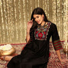 Dhiyona IE Floral Embroidered Empire Thread Work Liva Kurta With Trousers