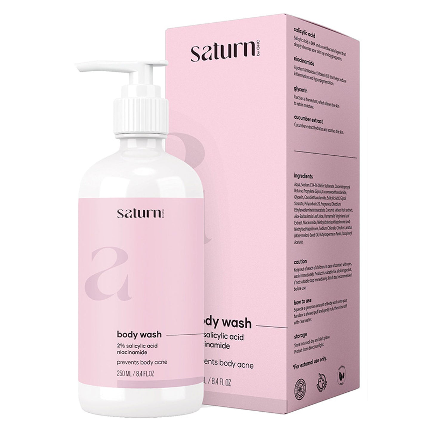 Saturn by GHC Body Wash With 2% Salicylic Acid, Niacinamide, Glycerin & Cucumber Extract