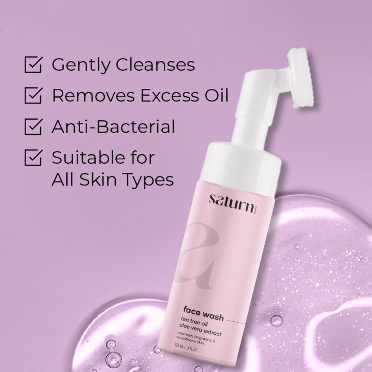 Saturn by GHC Foaming Face Wash With Deep Cleansing Brush for Acne & Oil Control