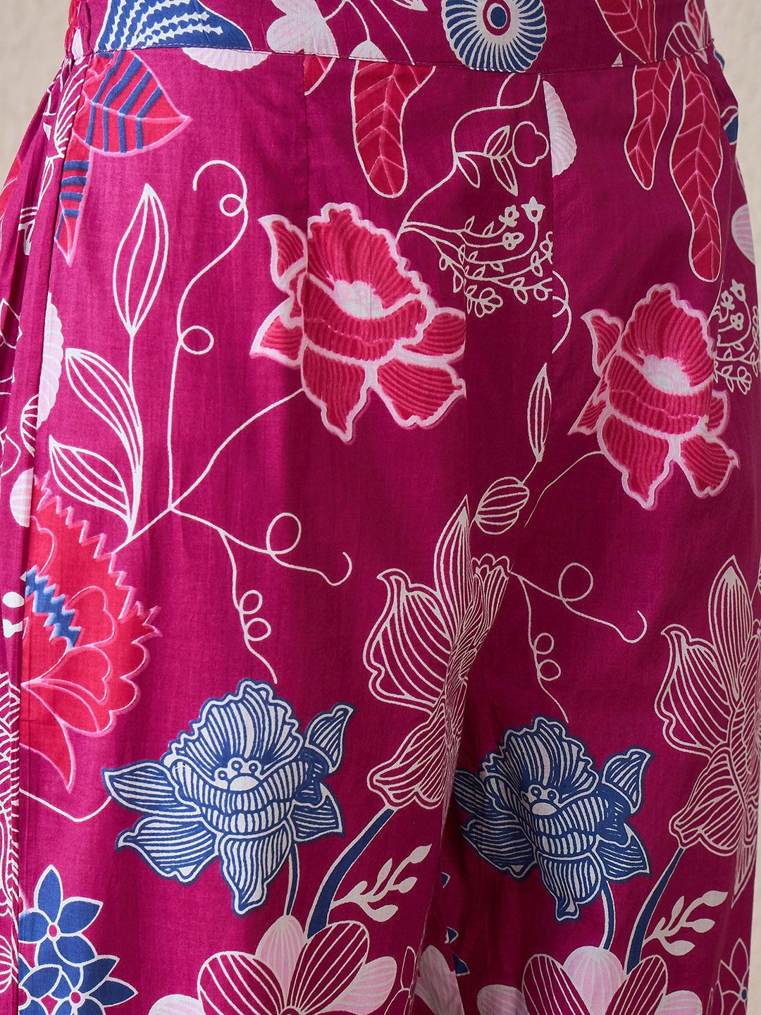 Dhiyona IE Printed V-Neck Pure Cotton A-Line Tunic With Trouser