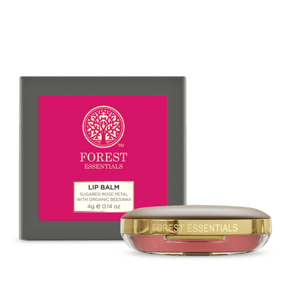 Forest Essentials Luscious Lip Balm With Organic Beeswax For Dry Chapped Lips - Sugared Rose Petal