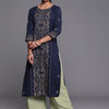 Indyancart IE Women Ethnic Motifs Printed Straight Cotton Kurta