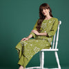 Dhiyona IE Floral Embroidered Thread Work Pure Cotton Kurta & Trousers