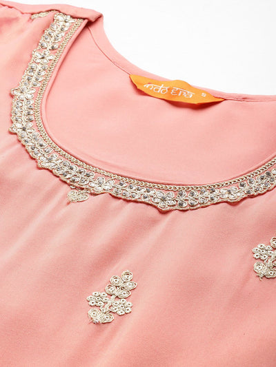 Dhiyona IE Ethnic Motifs Embroidered Sequinned Kurta with Palazzos & With Dupatta