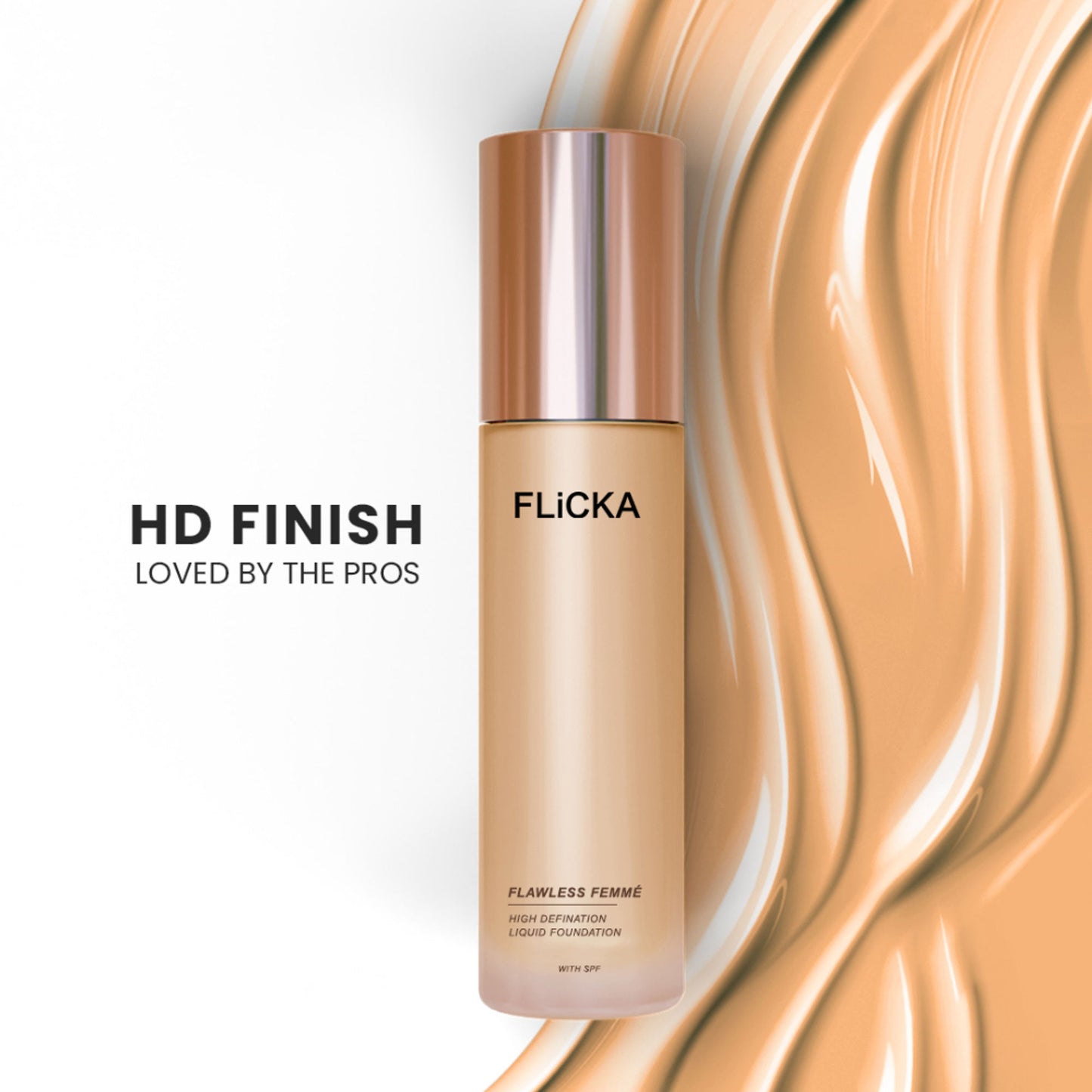 FLiCKA Flawless Femme HD Liquid Foundation Dewy Finish Long Lasting Medium High Coverage - Ivory