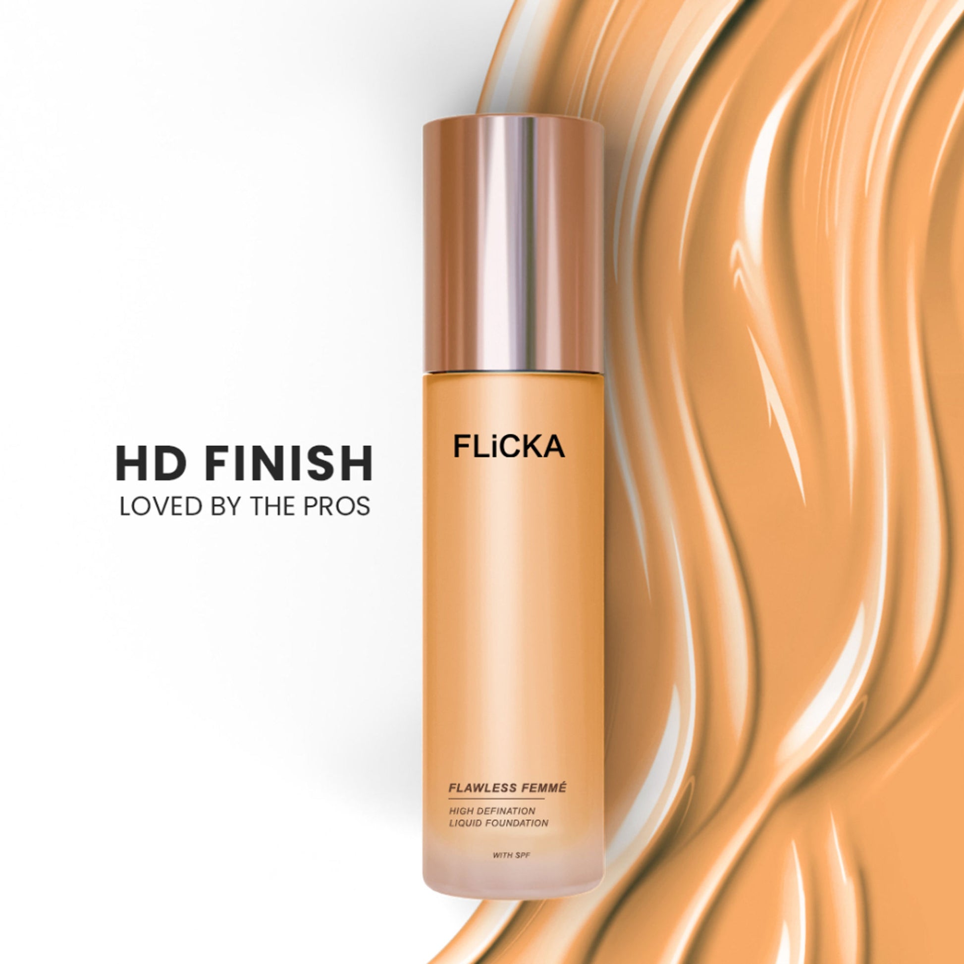 FLiCKA Flawless Femme HD Liquid Foundation Dewy Finish Long Lasting Medium High Coverage - Sand