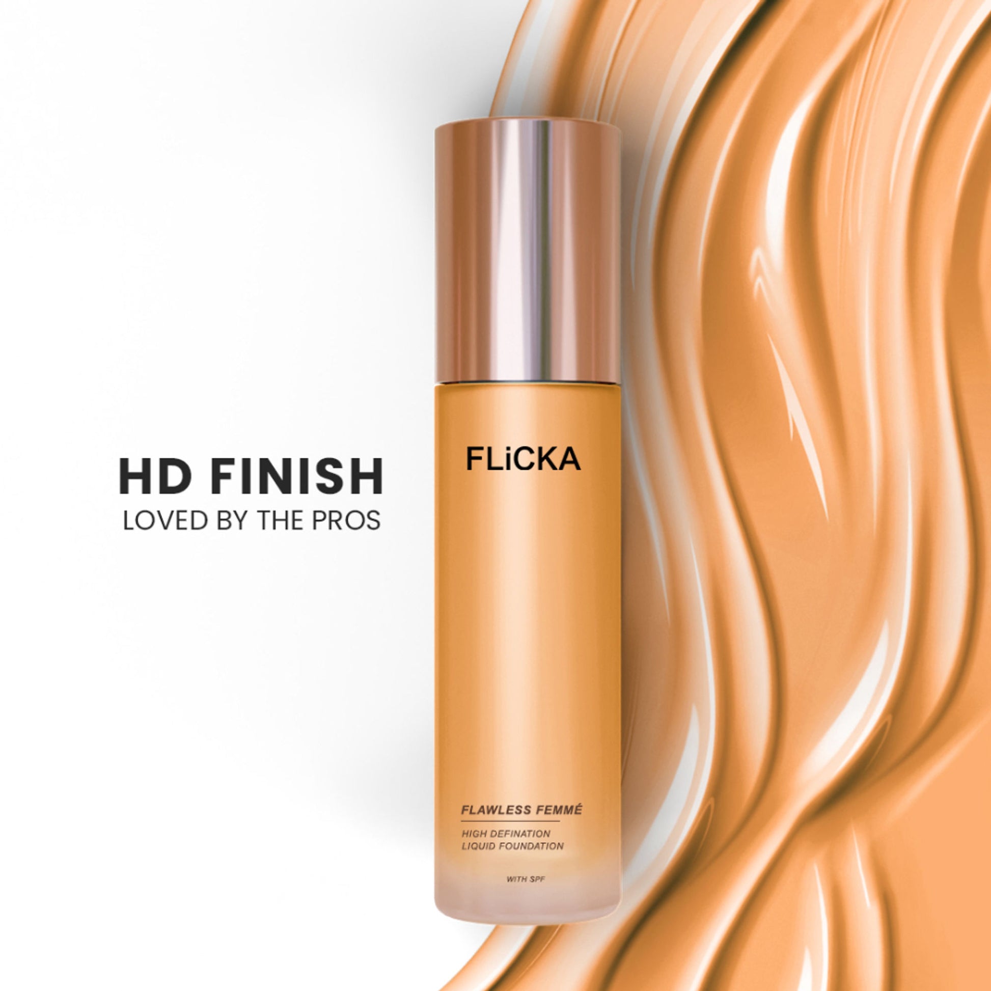 FLiCKA Flawless Femme HD Liquid Foundation Dewy Finish Long Lasting Medium High Coverage - Beige