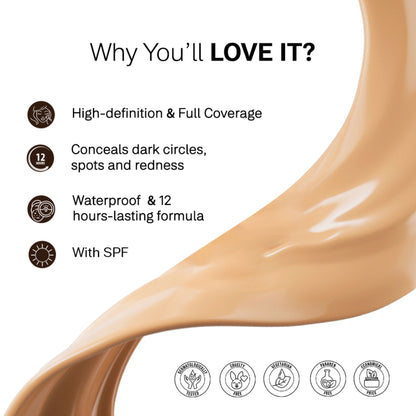 FLiCKA Flawless Femme HD Liquid Foundation Dewy Finish Long Lasting Medium High Coverage - Beige