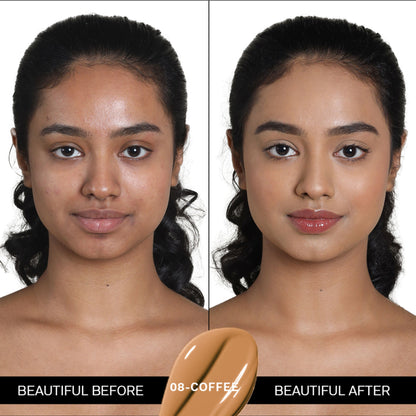 FLiCKA Flawless Femme HD Liquid Foundation Dewy Finish Long Lasting Medium High Coverage - Coffee